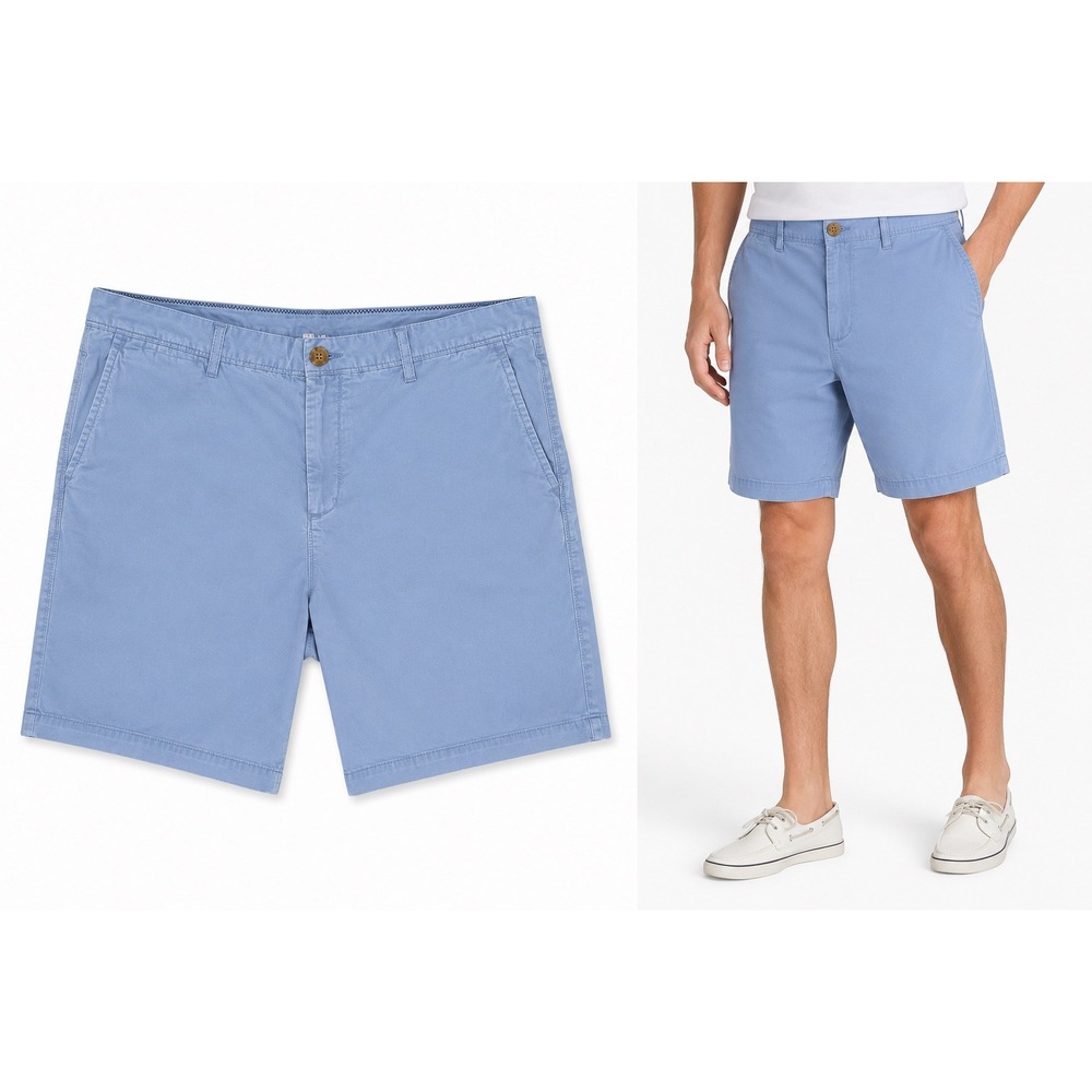 Johnnie-O Mens 38 Light Blue Chino Shorts Golf Coastal Preppy Cotton